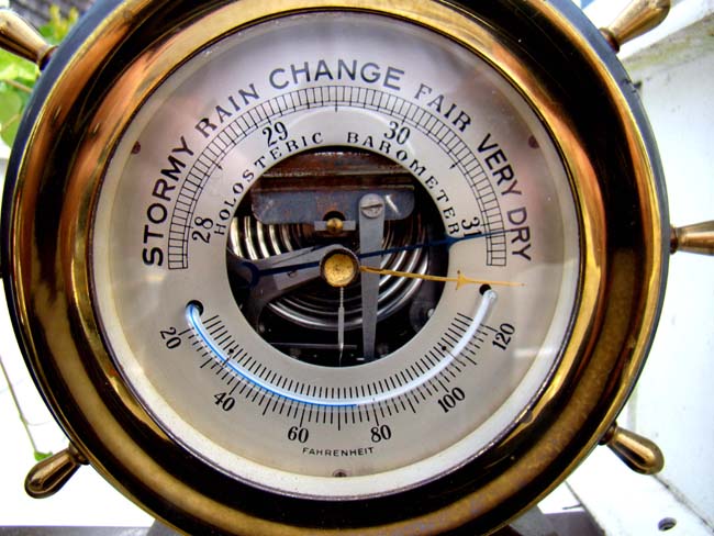A handsome Chelsea ship's bell clock and barometer set made circa 1940 — image 3